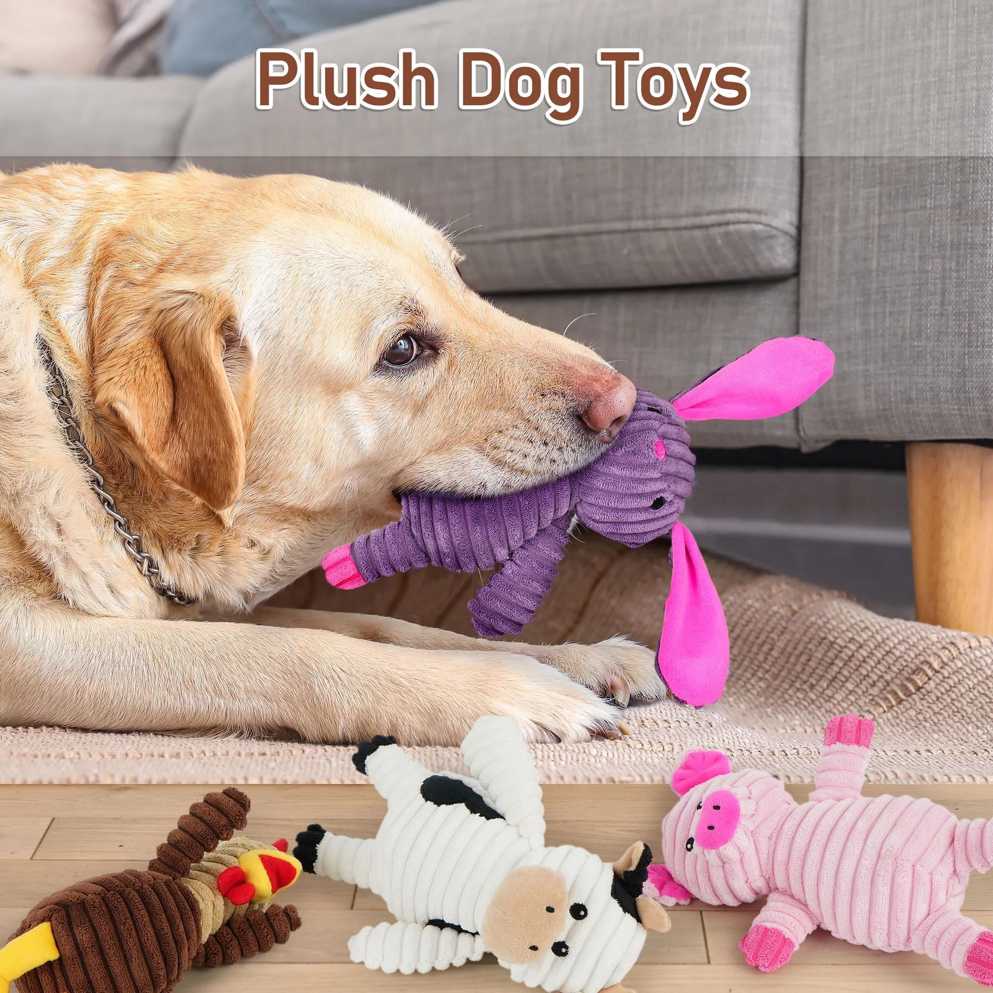 Dog Toys, 5 Pack, Squeaky Plush Dog Chew Toys Gift for Small Medium Large Dogs, Puppy